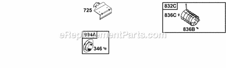 Muffler Guards Diagram and Parts List for 136217-1018-E1  Briggs and Stratton Engine